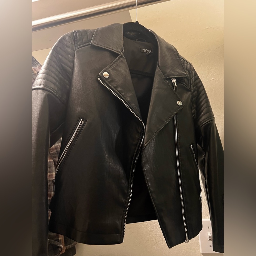 Topshop Leather Faux Jacket